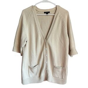 Lands End Cream Colored Button Front Cardigan Women’s Size XL